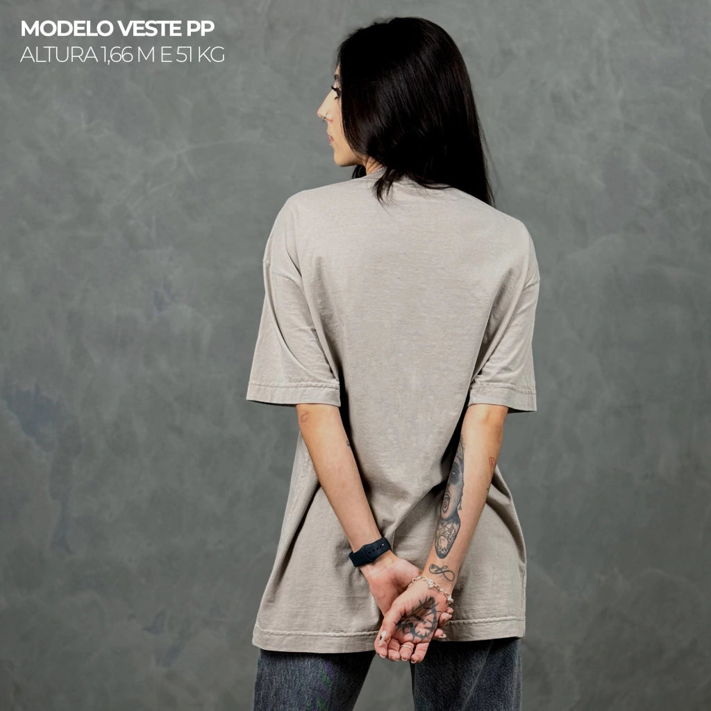 Camiseta Oversized ABCDEFUCKOFF Bege