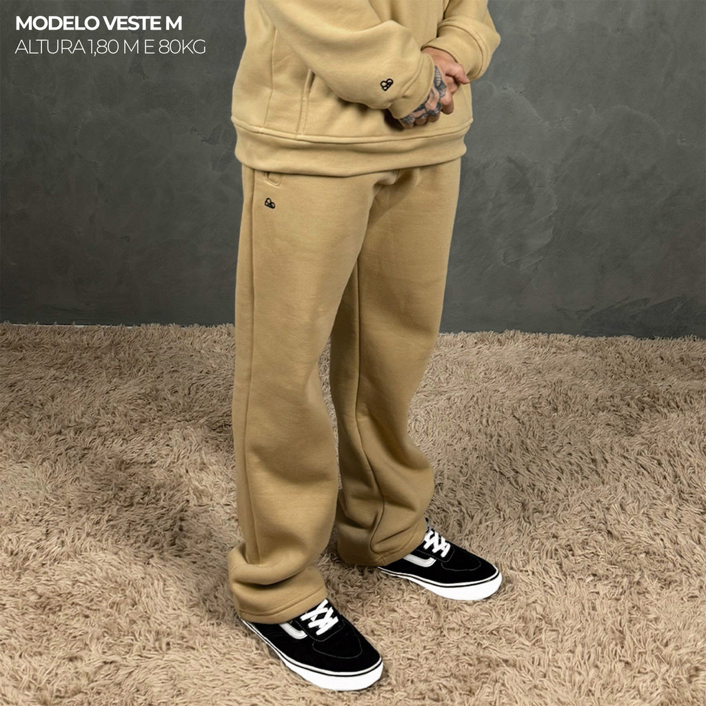 Calça Moletom Comfort Oversized Bege