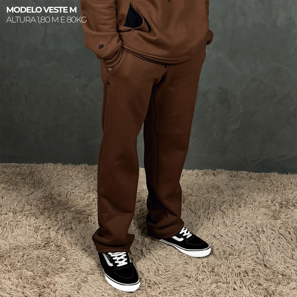 Calça Moletom Comfort Oversized Marrom