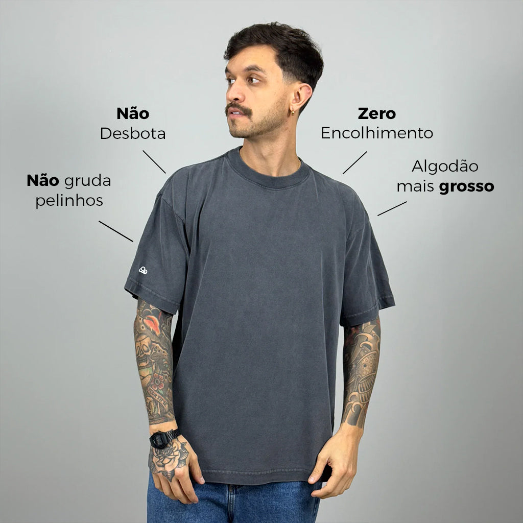 Camiseta Oversized Heavy Lisa Algodão Encorpado
