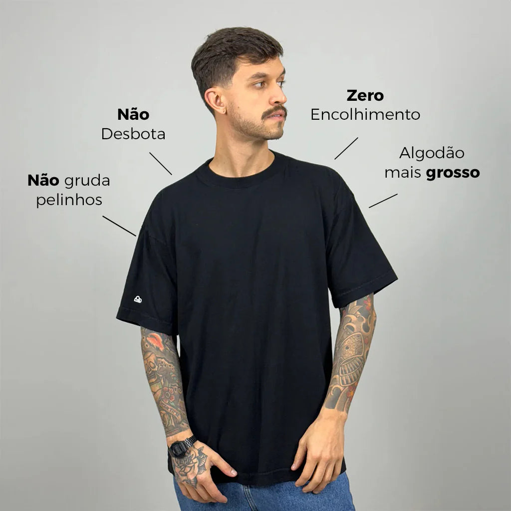 Camiseta Oversized Heavy Lisa Algodão Encorpado