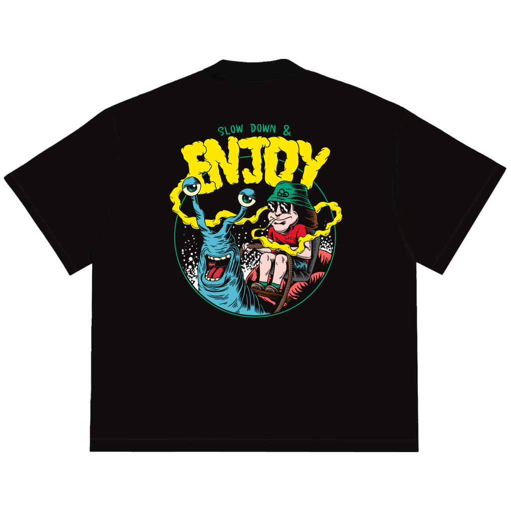 Camiseta Oversized Slow Down & Enjoy Preto