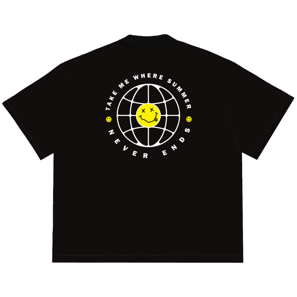 Camiseta Oversized Take Me When Summer Never Ends Preto