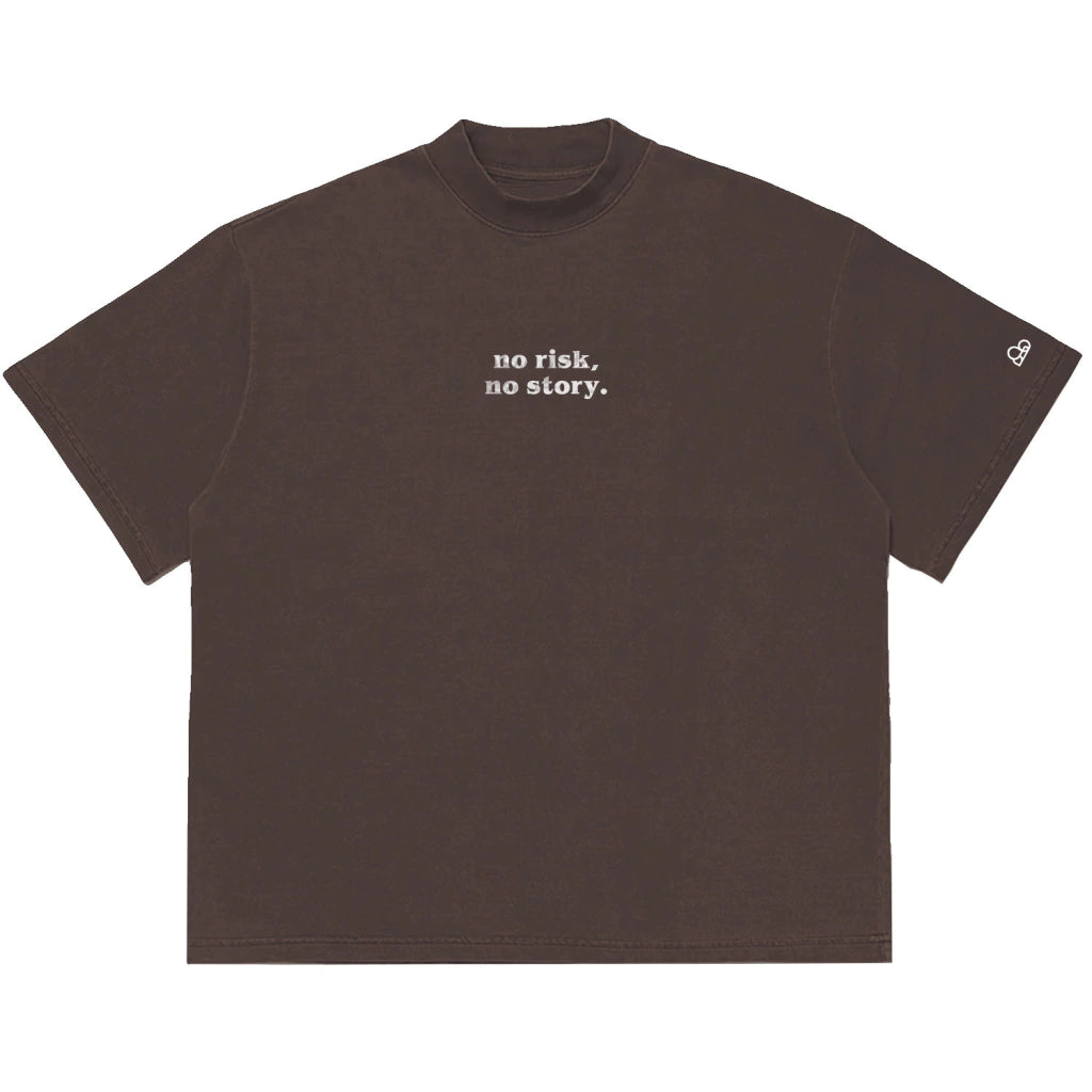 Camiseta Oversized No Risk No Story Marrom