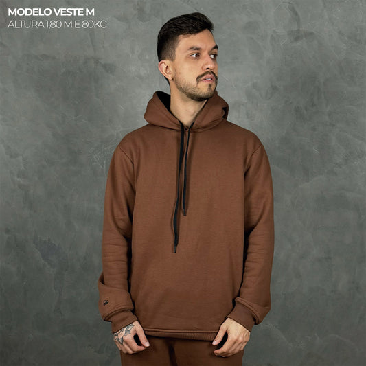 Moletom Comfort Canguru com Capuz Marrom