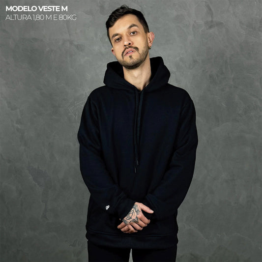 Moletom Comfort Canguru com Capuz Preto