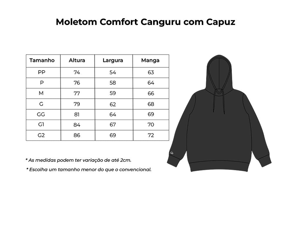 Moletom Comfort Canguru com Capuz Preto