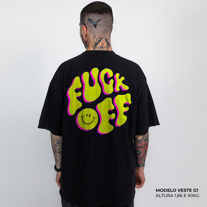 Camiseta Oversized Fuck Off Preto