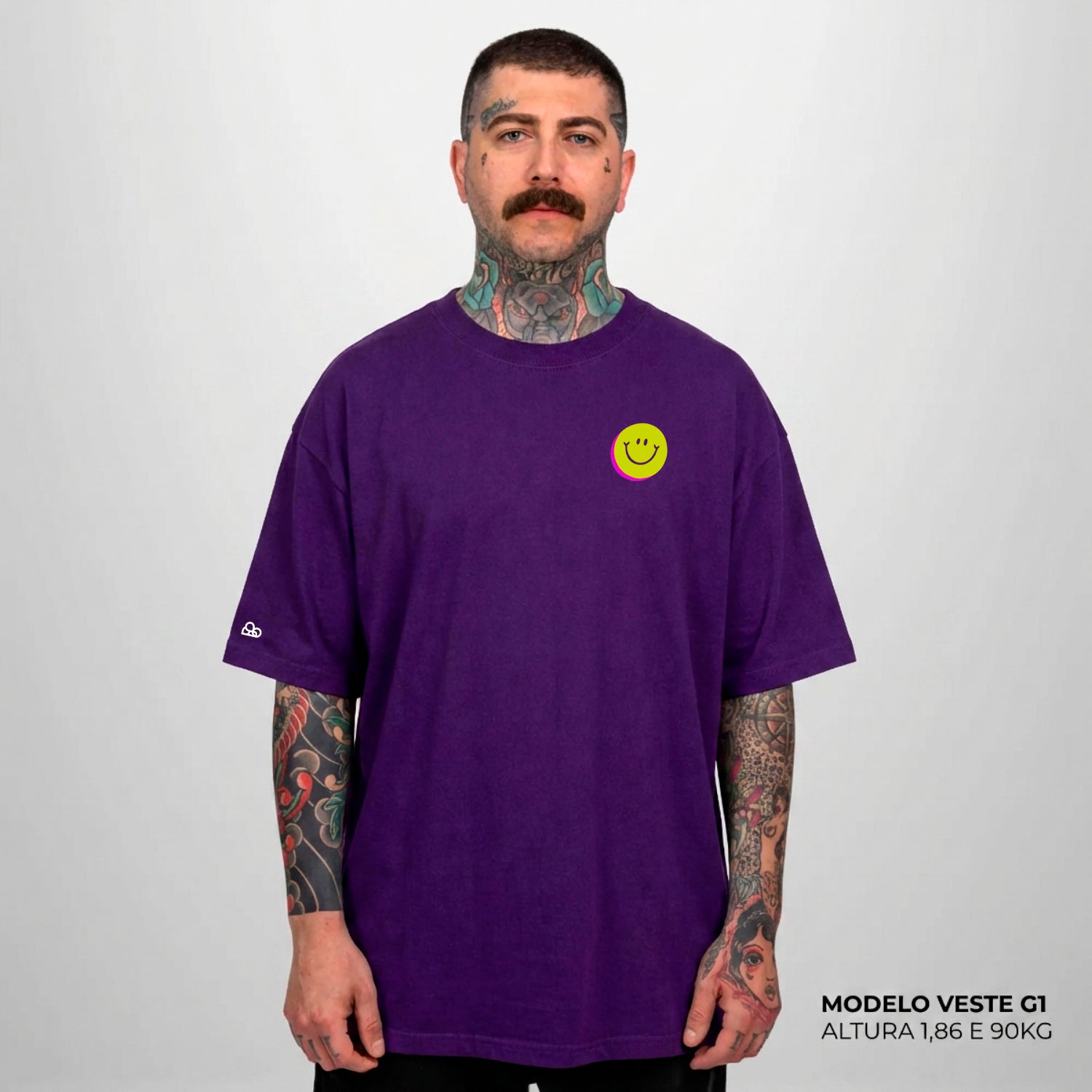 Camiseta Oversized Fuck Off Roxo