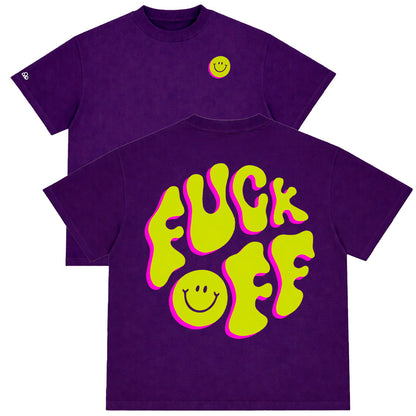 Camiseta Oversized Fuck Off Roxo