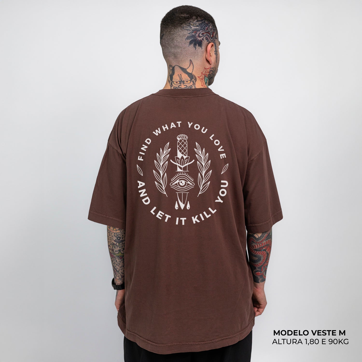 Camiseta Oversized Find What You Love Marrom