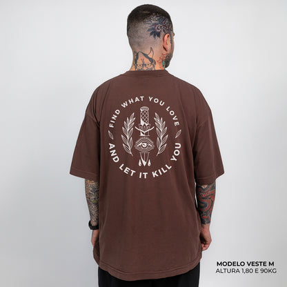 Camiseta Oversized Find What You Love Marrom