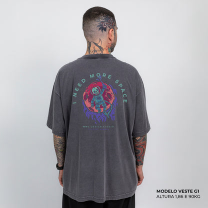 Camiseta Oversized Skull Space Cinza