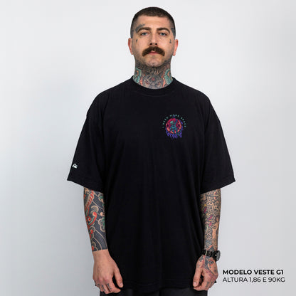 Camiseta Oversized Skull Space Preto