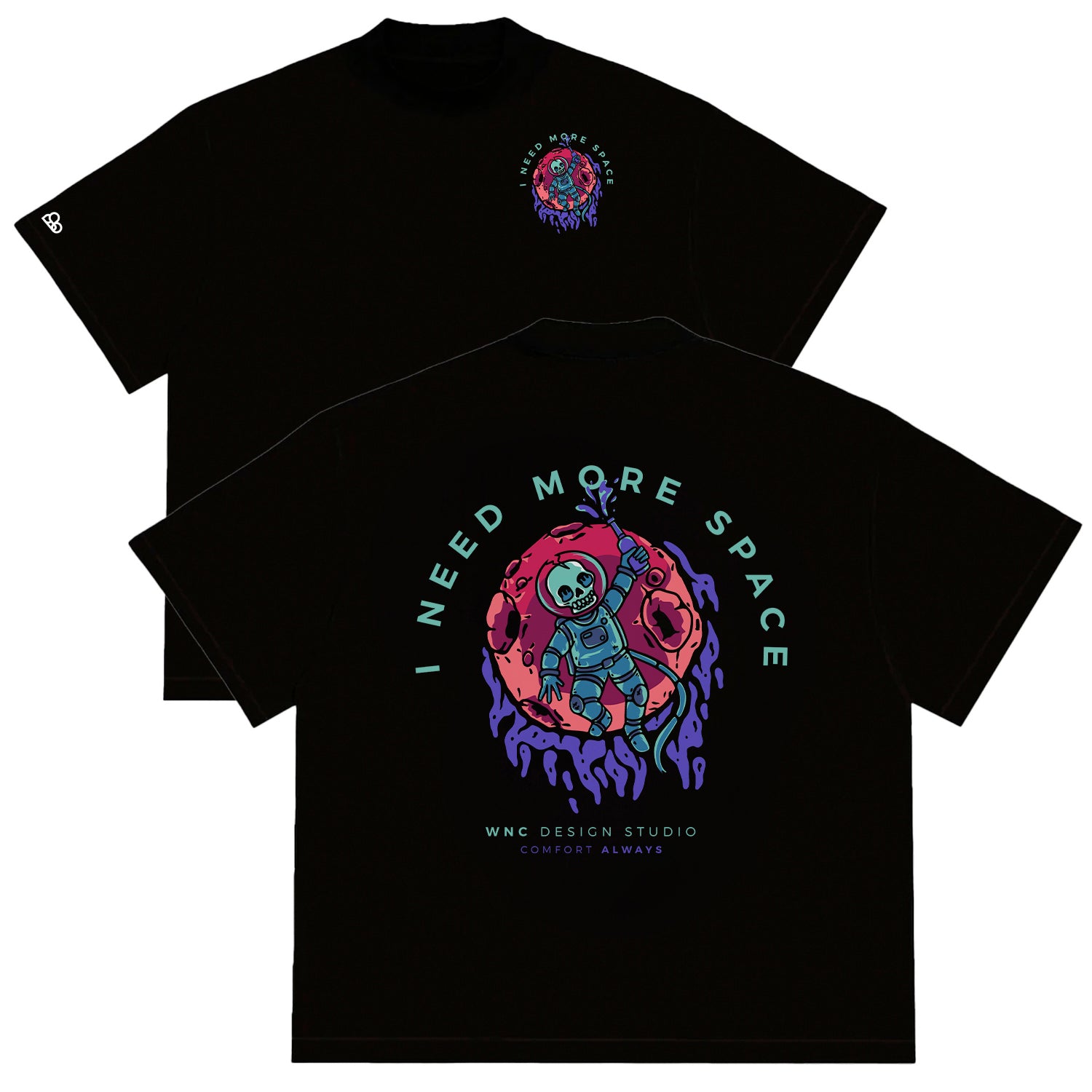 Camiseta Oversized Skull Space Preto