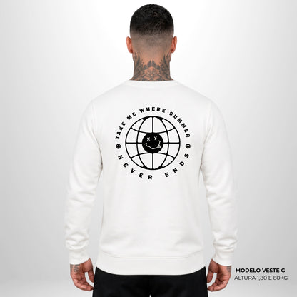 Moletom Oversized Take Me Where Summer Never  Ends Off White