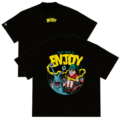 Camiseta Oversized Slow Down & Enjoy Preto