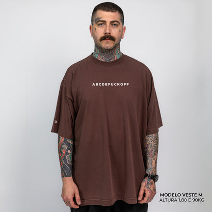 Camiseta Oversized ABCDEFUCKOFF Marrom