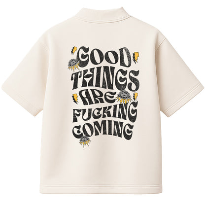 Camiseta Oversized Heavy Good Things Are Fucking Off White