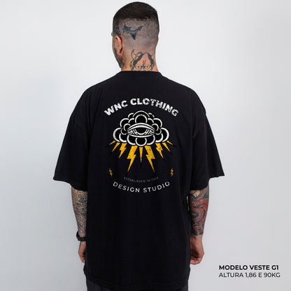 Camiseta Oversized Thunder Cloud Preto