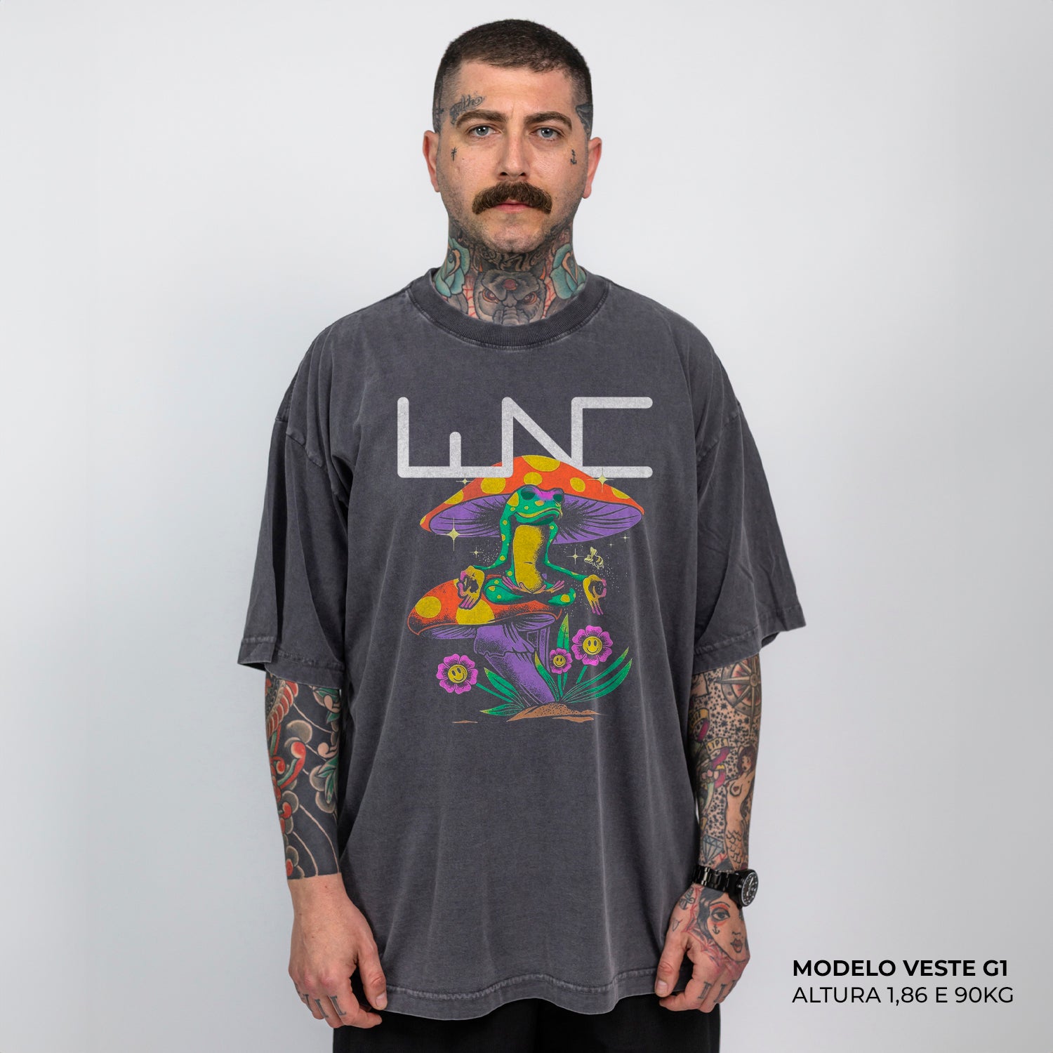 Camiseta Oversized Mushroom Cinza