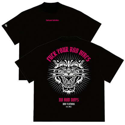 Camiseta Oversized Fuck Your Bad Vibes Preta