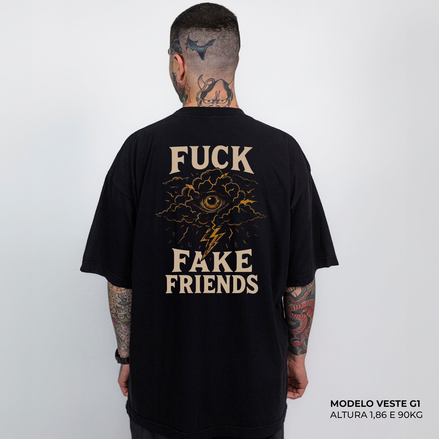 Camiseta Oversized Fuck Fake Friends Preta – WNC Store