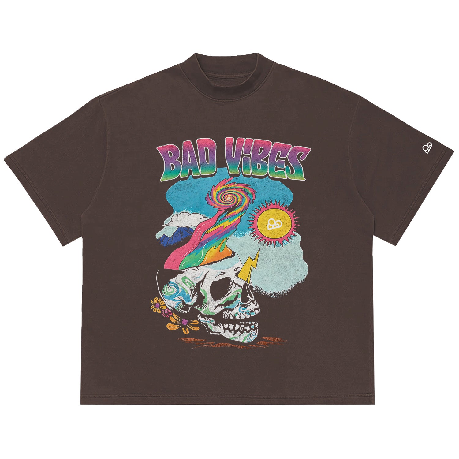 Camiseta Oversized Bad Vibes Marrom