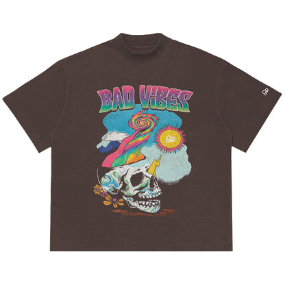Camiseta Oversized Bad Vibes Marrom