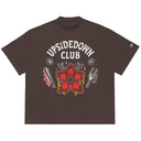 Camiseta Oversized Stranger Things Upside Down Club Marrom