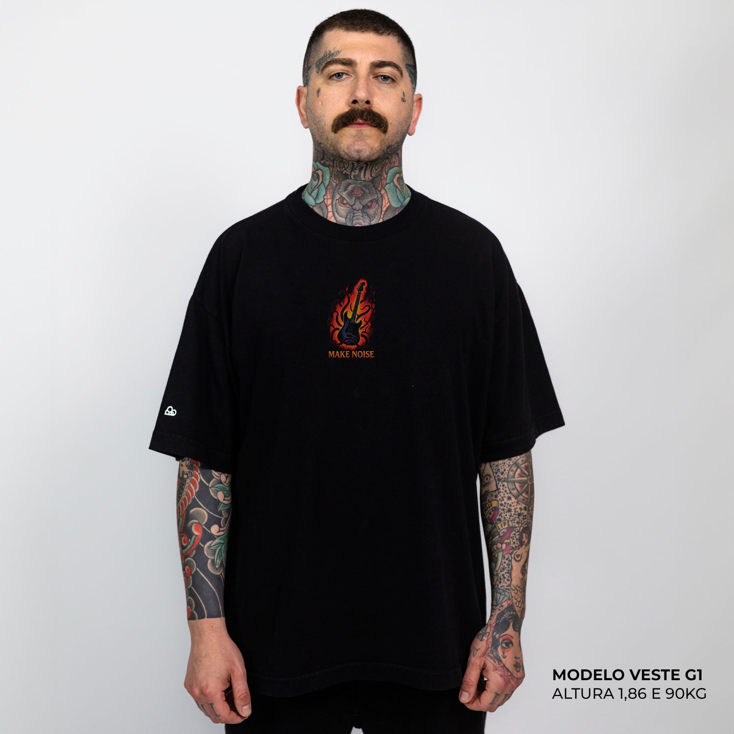 Camiseta Heavy Stranger Things Eddie Munson Algodão Encorpado Preto