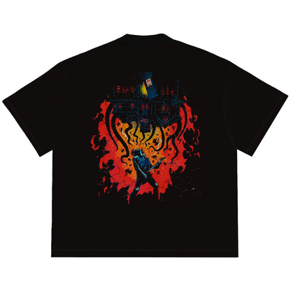 Camiseta Oversized Stranger Things Eddie Munson Preto