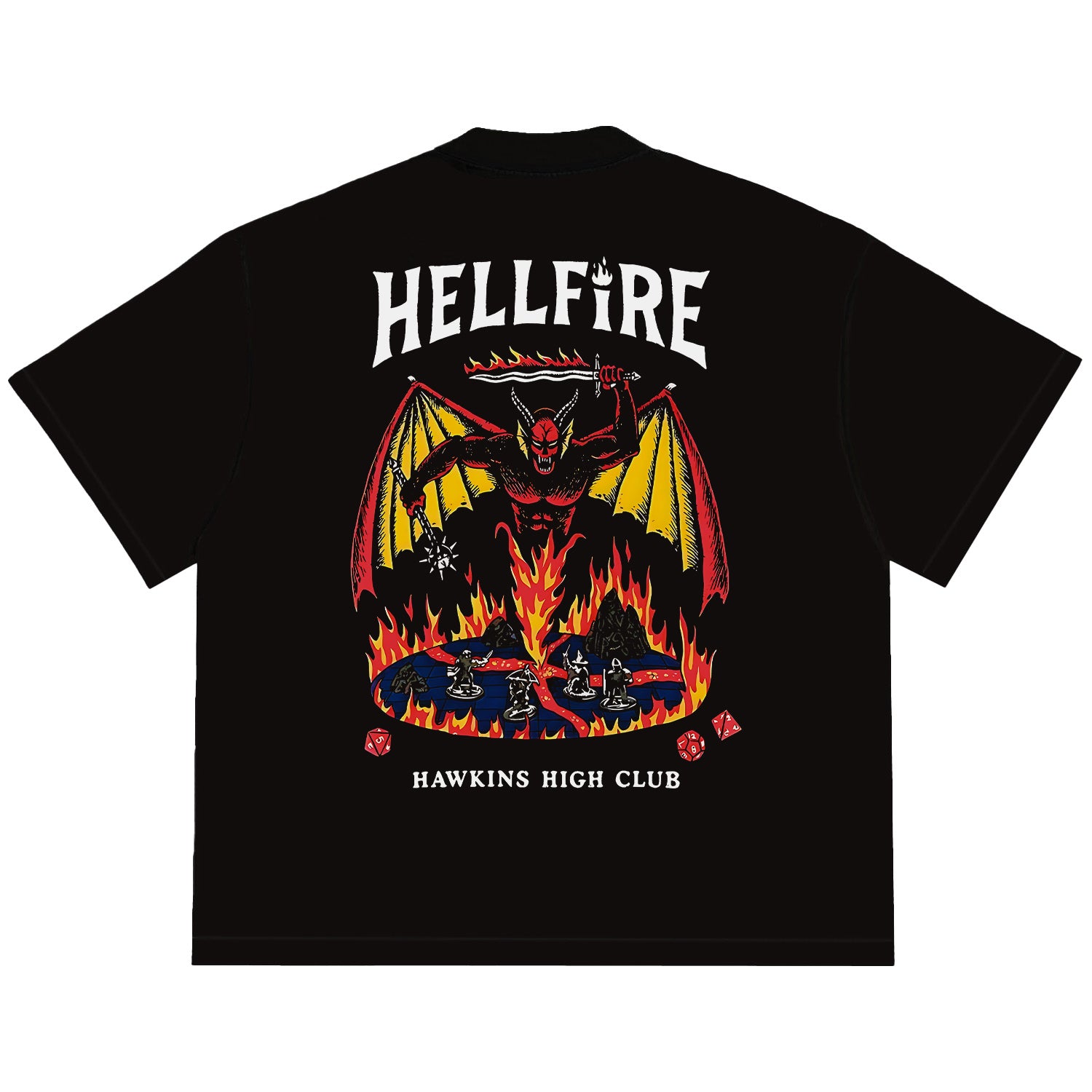 Camiseta Oversized Stranger Things Hellfire Club Preto
