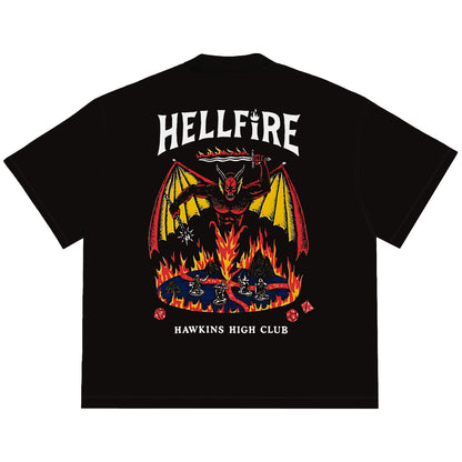 Camiseta Oversized Stranger Things Hellfire Club Preto