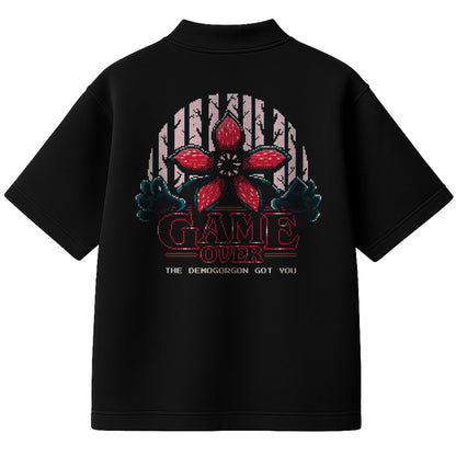 Camiseta Heavy Stranger Things Game Over Algodão Encorpado Preto