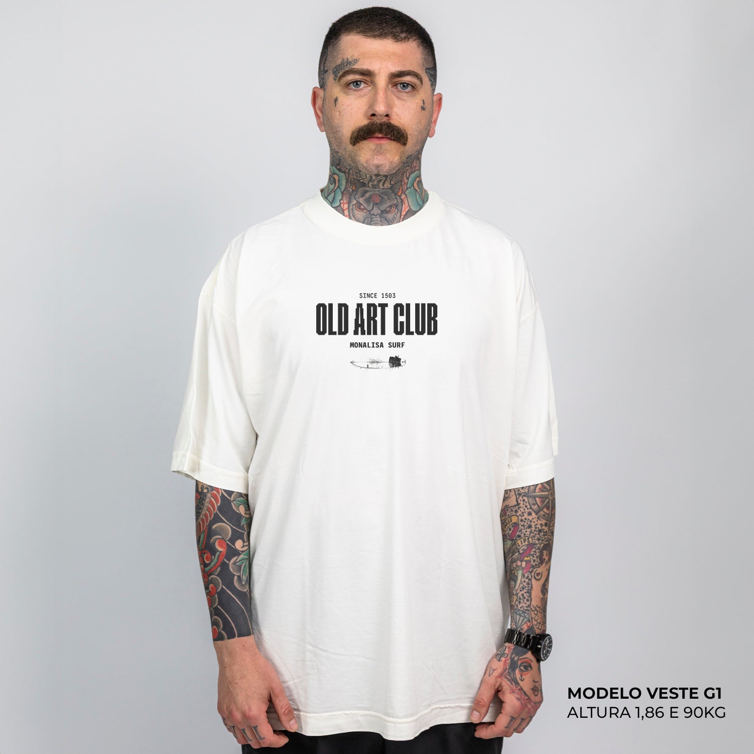 Camiseta Oversized Monalisa Surfing Off White