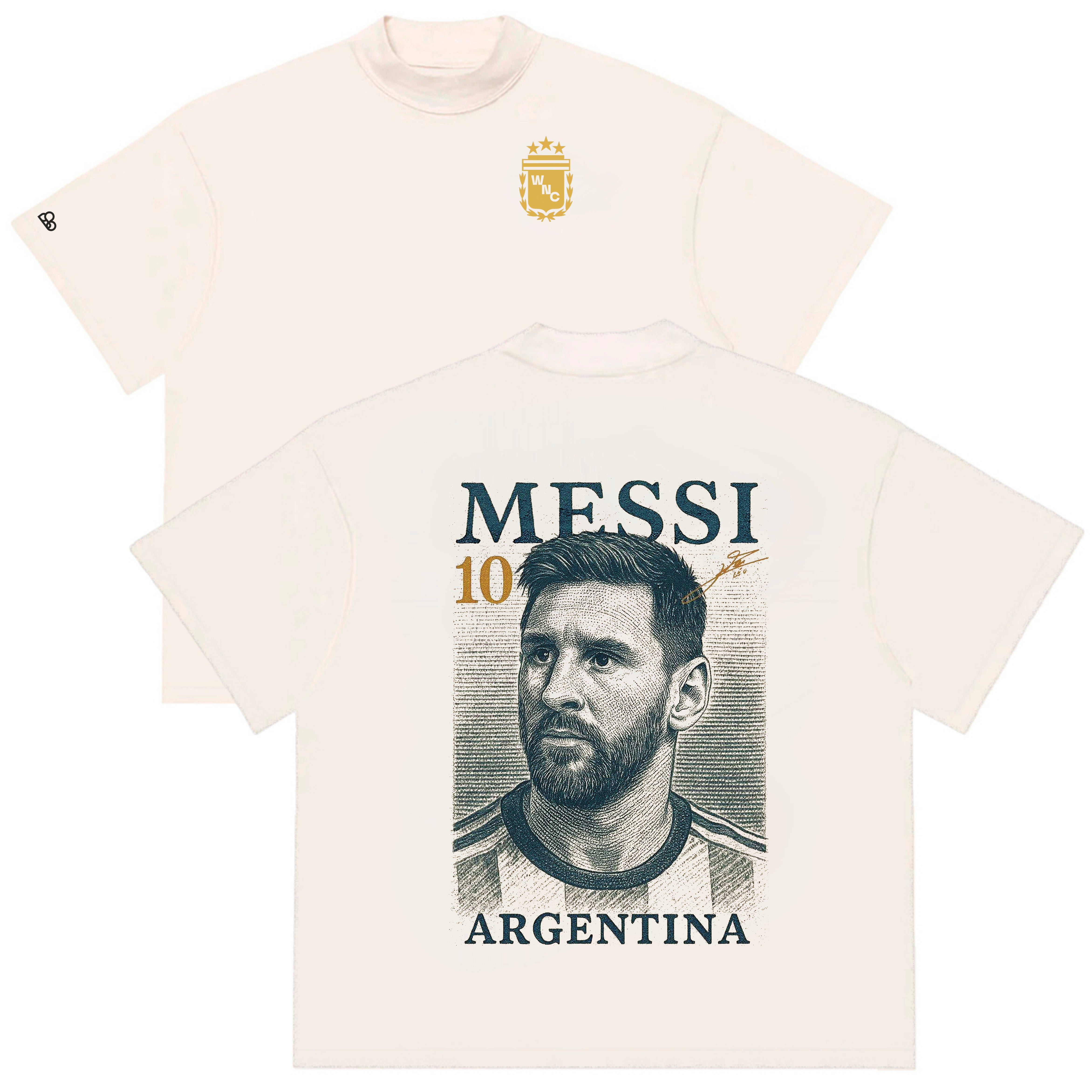 Camiseta Oversized Messi 10 Argentina Off White
