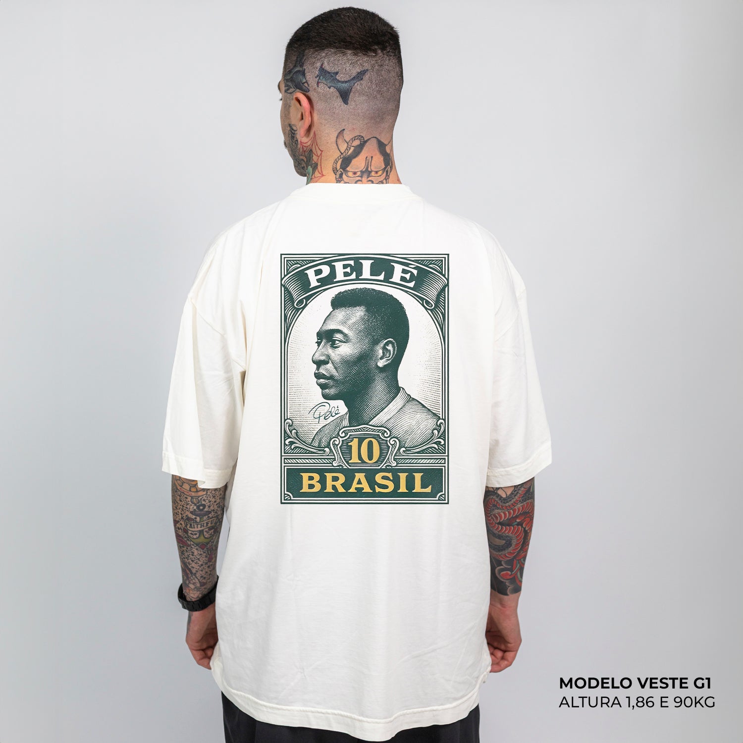 Camiseta Oversized Pele 10 Brasil Off White
