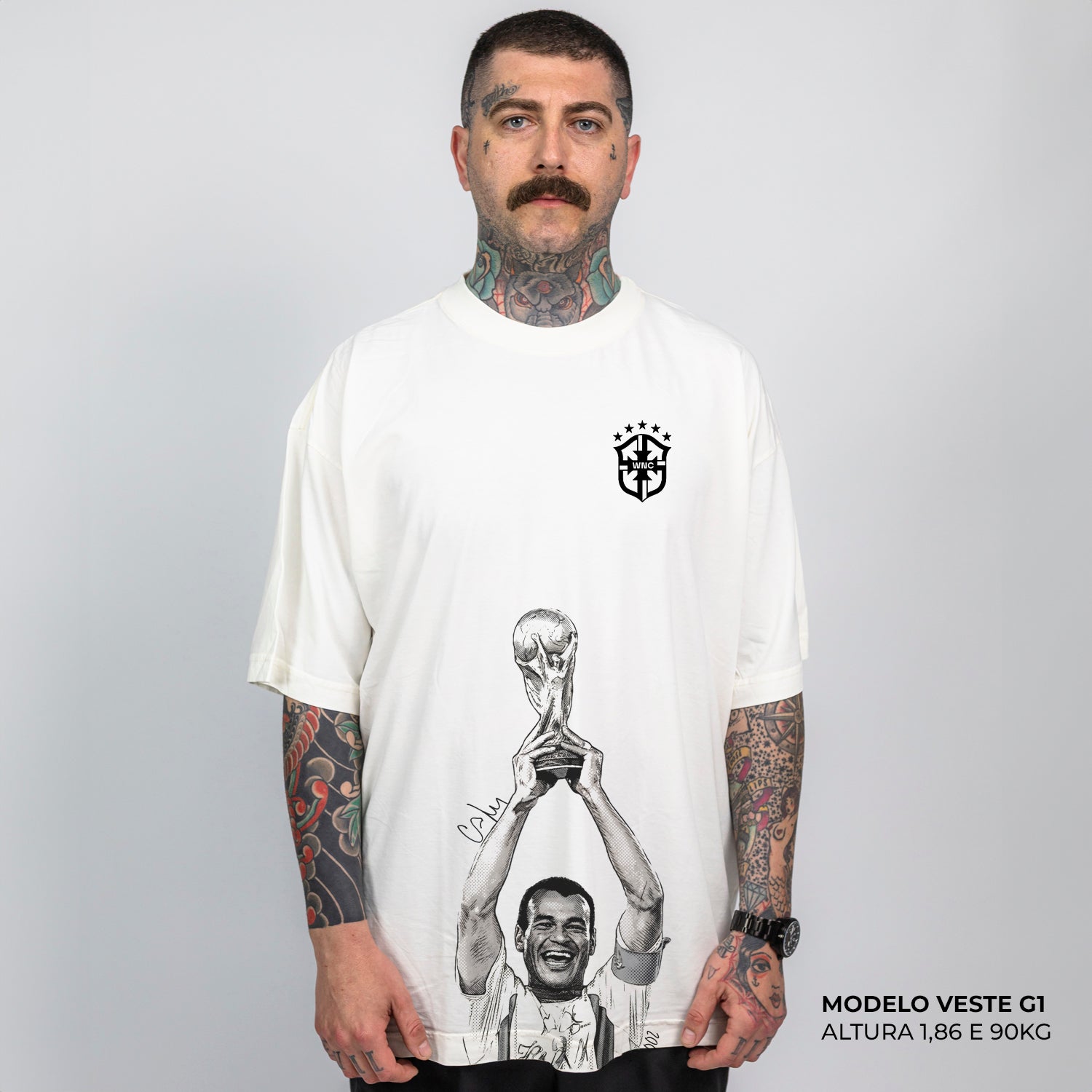 Camiseta Oversized Capitão do Penta Off White