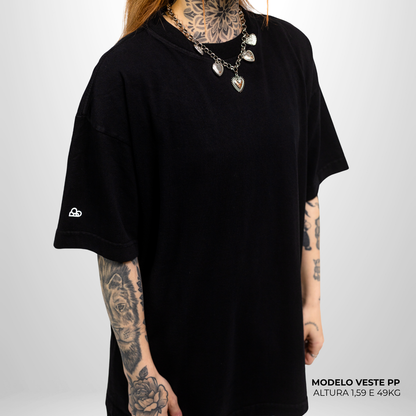 Camiseta Oversized Heavy Lisa Algodão Encorpado Preta