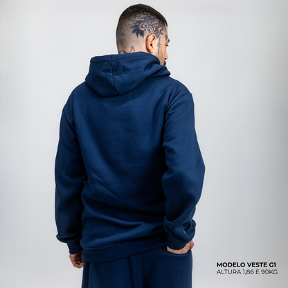 Moletom Comfort Canguru com Capuz Azul