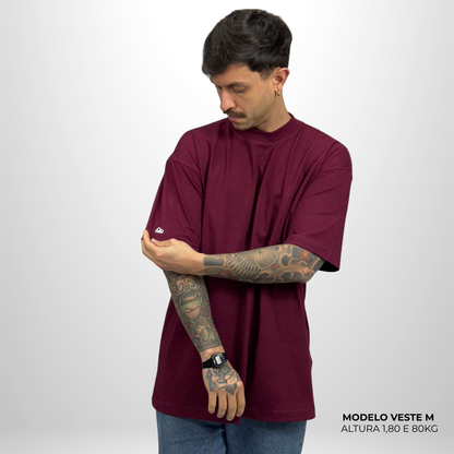 Camiseta Oversized Lisa Bordo Zero Encolhimento