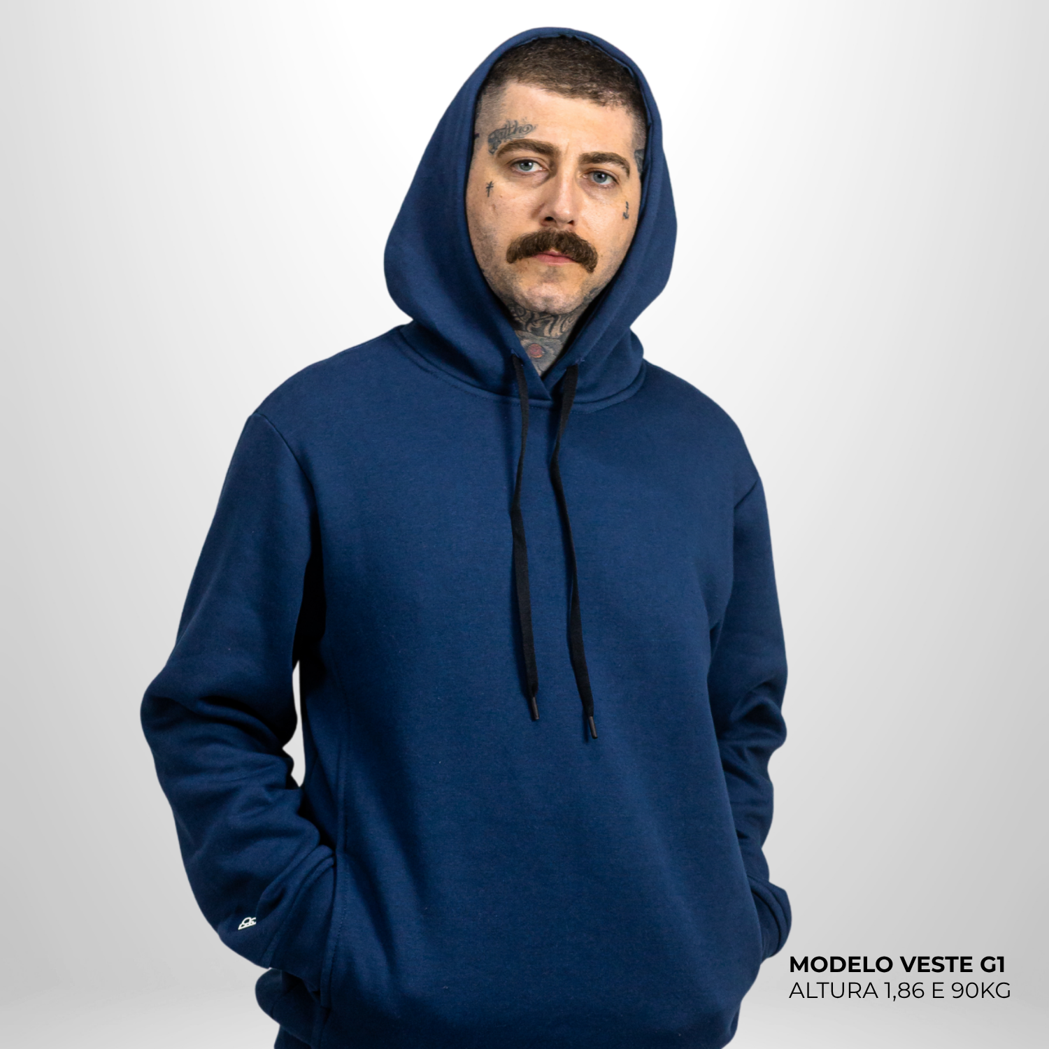 Moletom Comfort Canguru com Capuz Azul