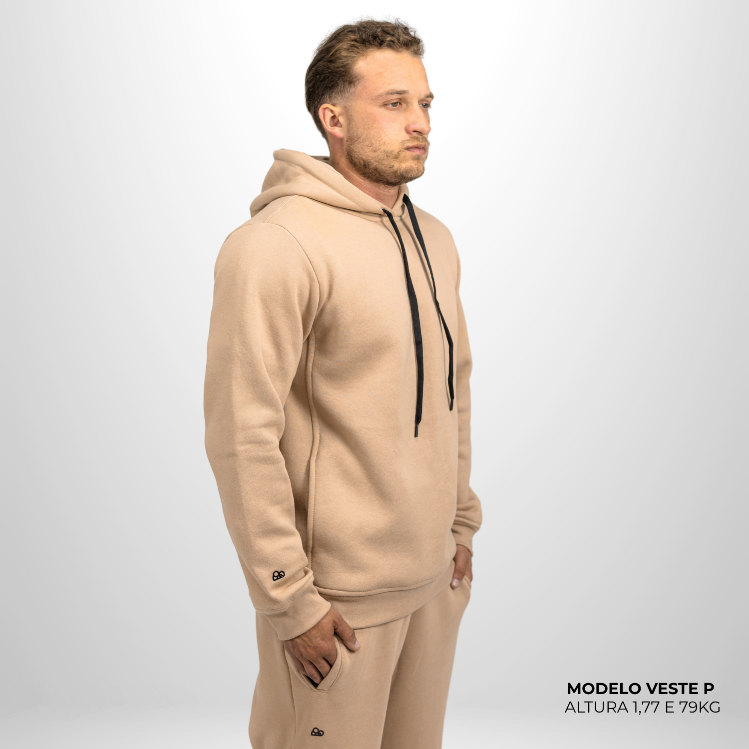 Moletom Comfort Canguru com Capuz Bege