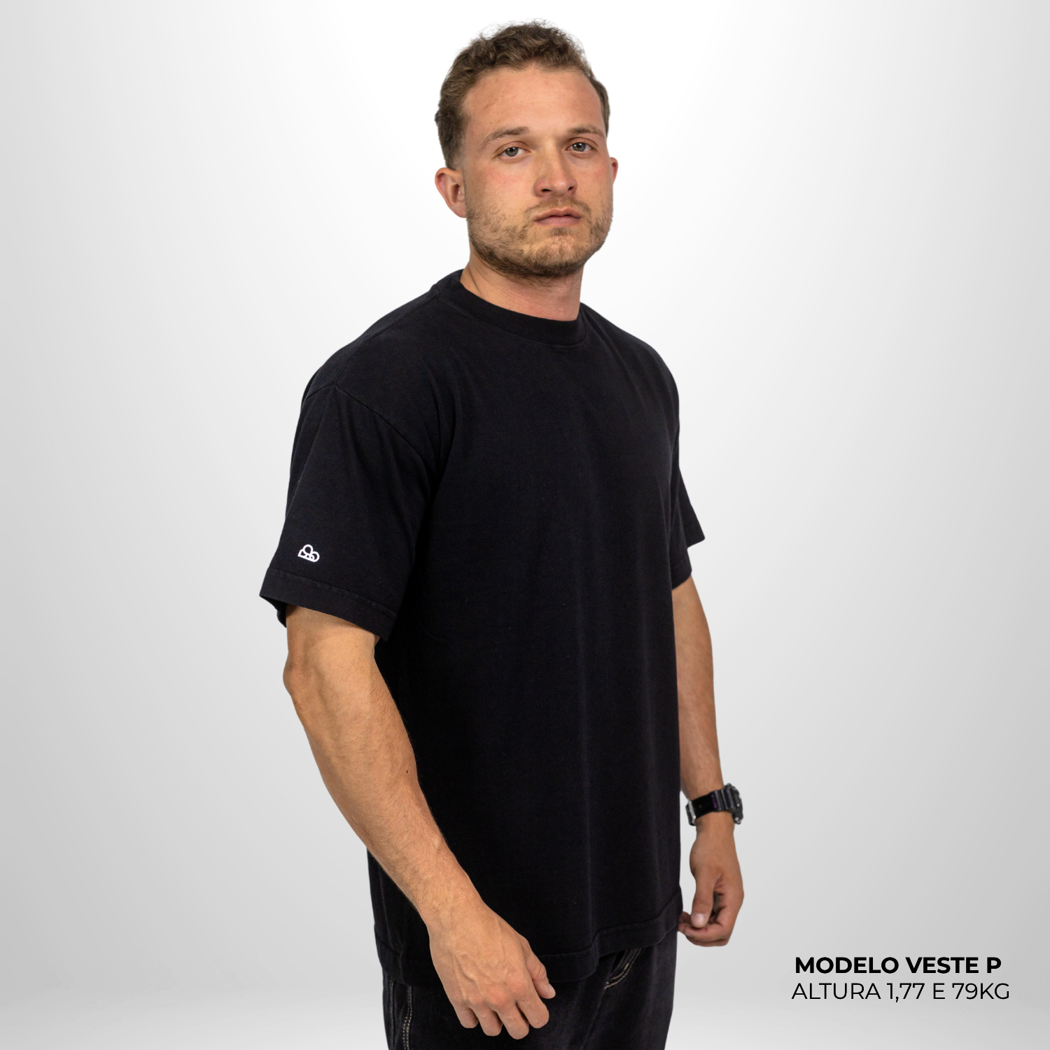 Camiseta Oversized Heavy Lisa Algodão Encorpado Preta