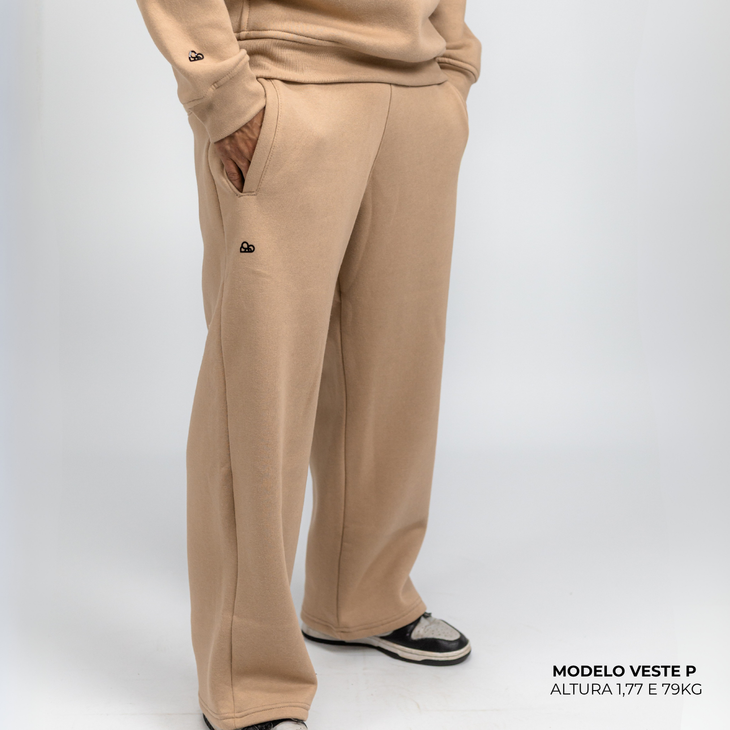 Calça Moletom Comfort Oversized Bege