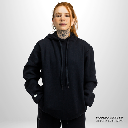 Moletom Comfort Canguru com Capuz Preto