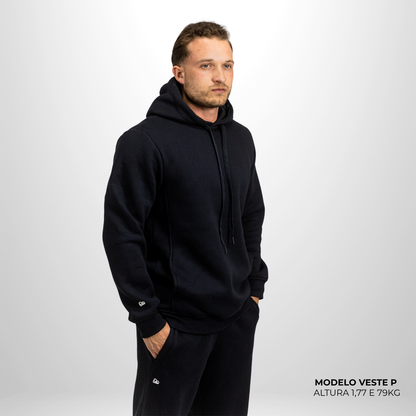 Moletom Comfort Canguru com Capuz Preto