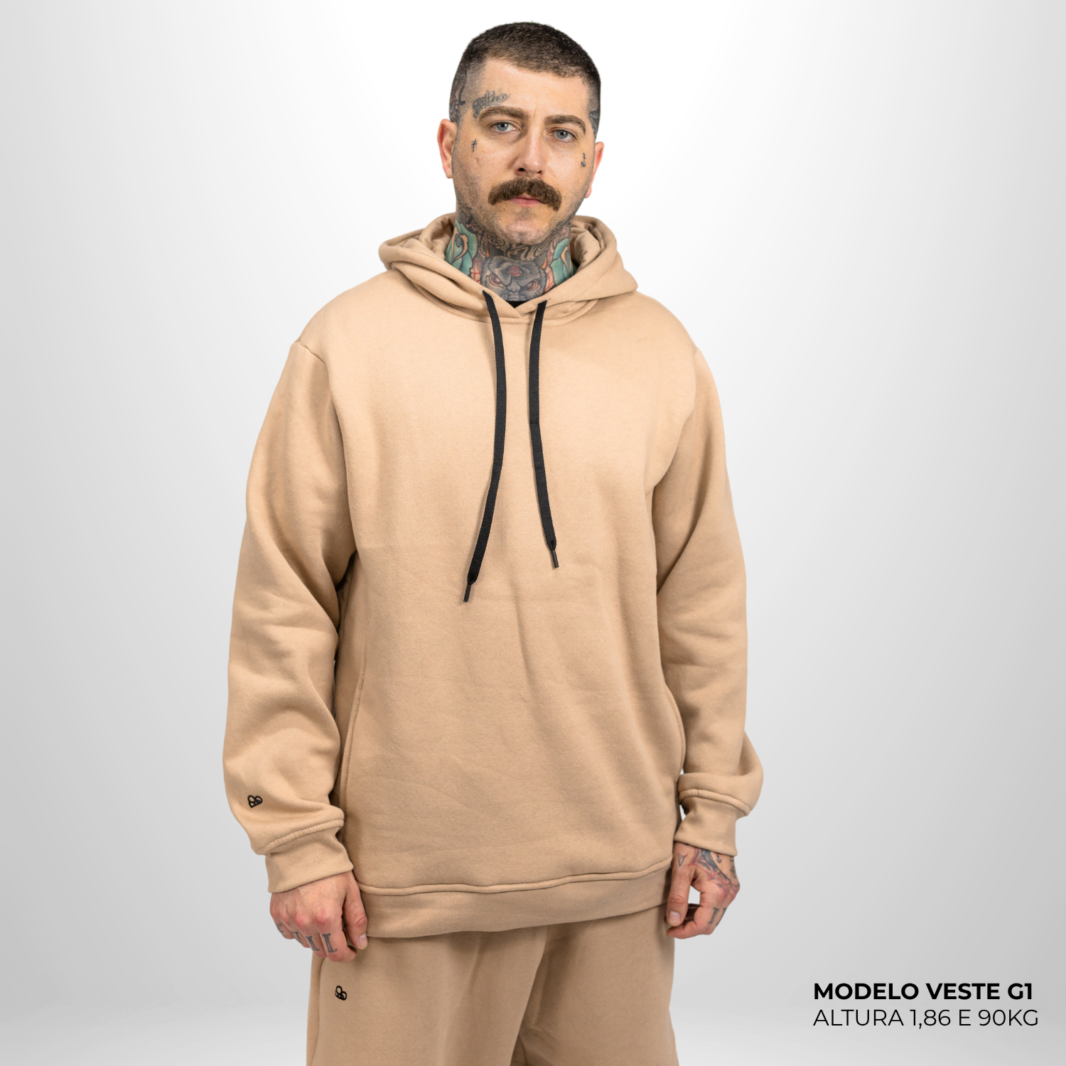 Moletom Comfort Canguru com Capuz Bege