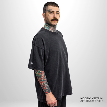 Camiseta Oversized Heavy Lisa Algodão Encorpado Cinza